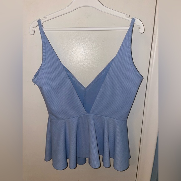UK2LA (Forever 21) Baby Blue Peplum Top (Size Medium) - Picture 2 of 4